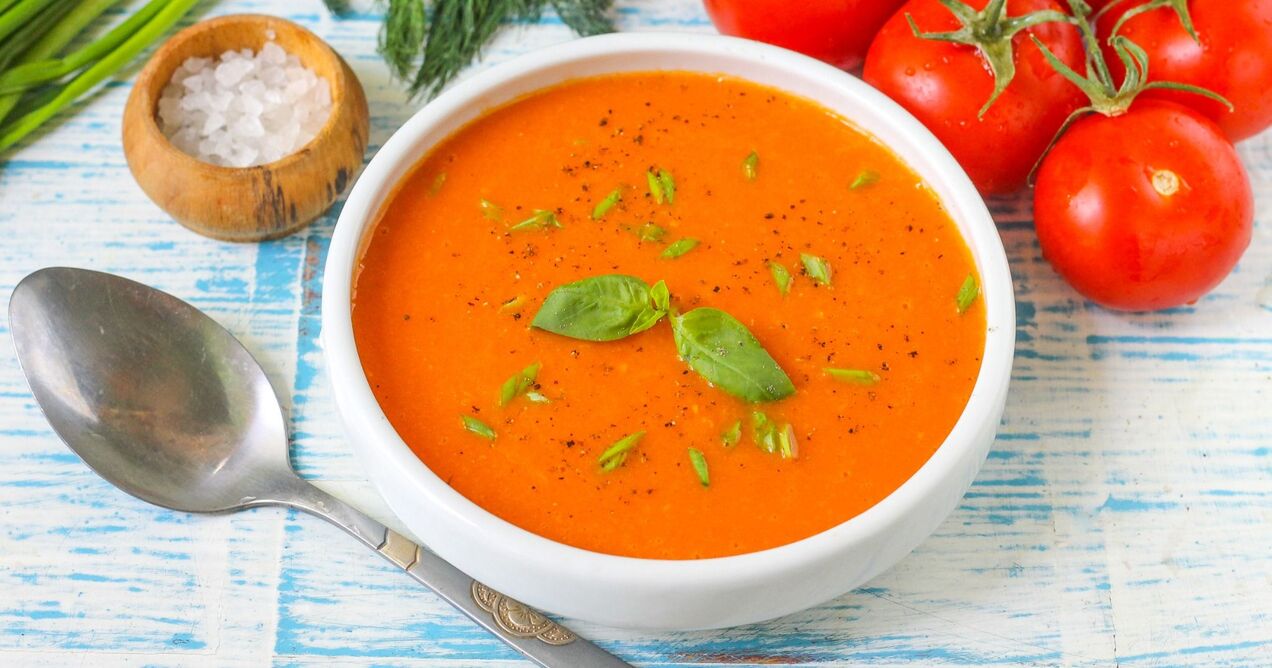 Puré de sopa de tomate nun favorito da dieta